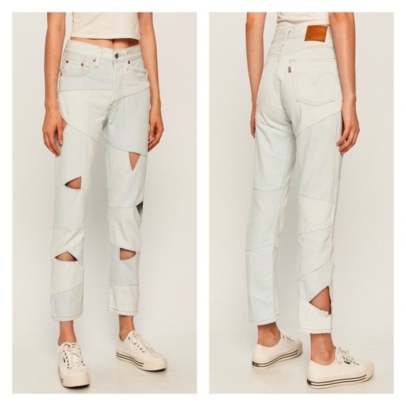 Levi's 501 Original Piece Denim Cropped Jeans Light Wash W27 L26 - Picture 4 of 11